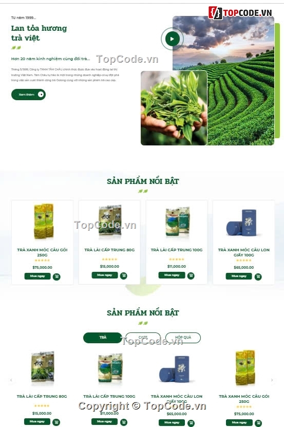 web bán trà xanh,trà đặc sản,trà cao cấp,Sharecode Website Bán trà đặc sản cao cấp
